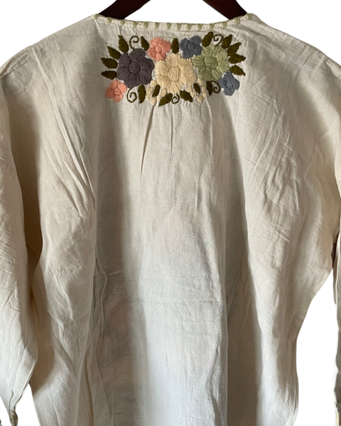 Hand embroidered Cotton Blouse (Pastels)