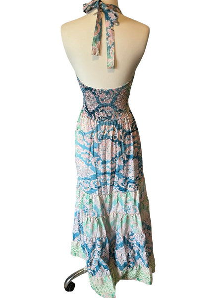 Halter Maxi Silk Dress (pastels)