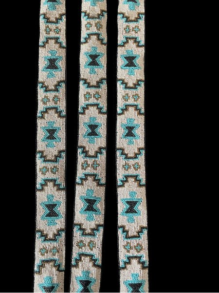 Hand beaded Southwest belt or hat band