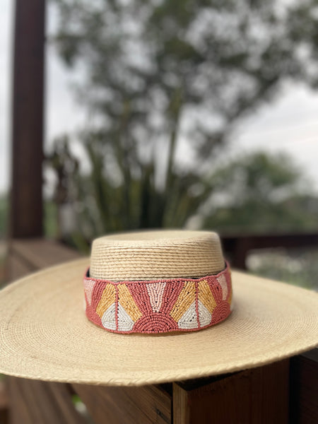 Hand beaded Sunset belt or hat band