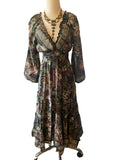 Long Sleeve Bohemian Maxi dress (green)