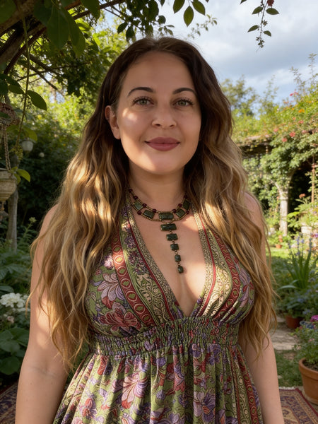 Halter Maxi Silk Dress (green n purple )