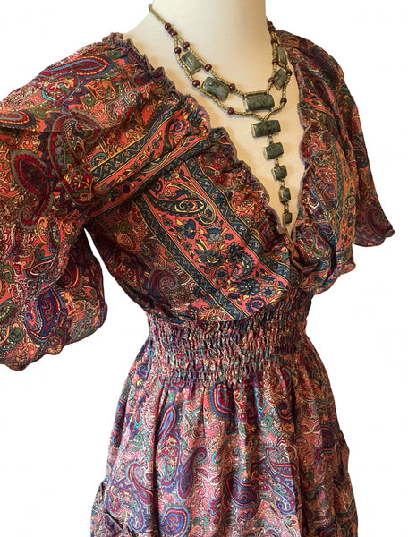 Petite short silk dress (Paisley)