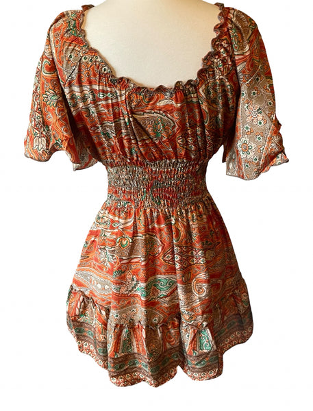 Petite short silk dress (Orange)