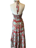 Halter Maxi Silk Dress (maroon )