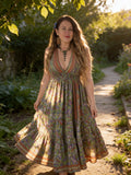 Halter Maxi Silk Dress (green n purple )