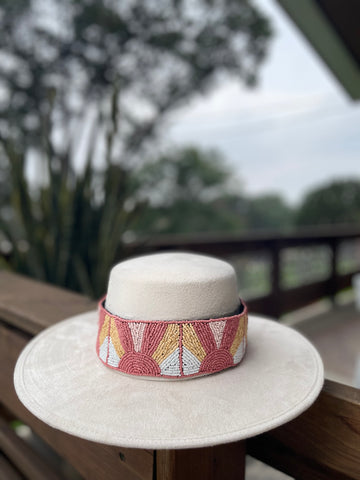 Hand beaded Sunset belt or hat band