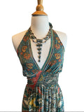 Halter Maxi Silk Dress (multi color )