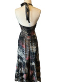Halter Maxi Silk Dress (black n red)