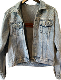 Pearl studded denim jacket with desert night patch