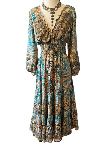 Long Sleeve Bohemian Maxi dress (brown)