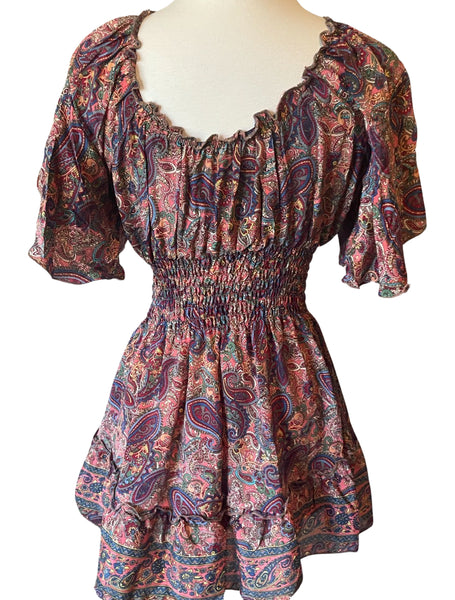 Petite short silk dress (Paisley)