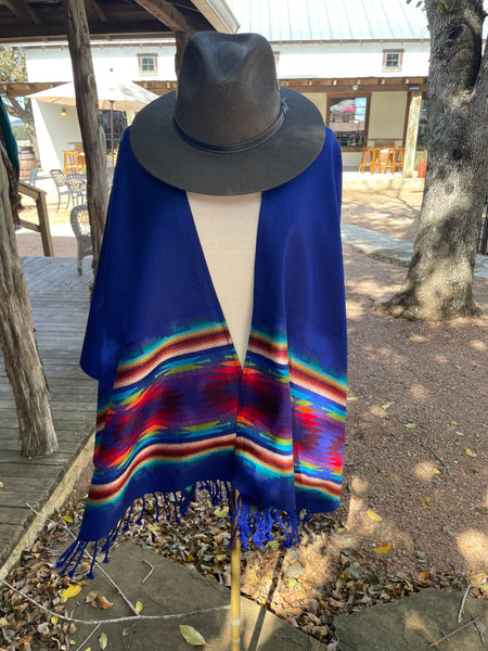 Inca Kimono poncho scarf (blue)