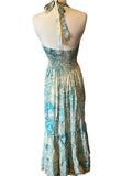 Halter Maxi Silk Dress (blue n yellow)