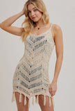 Fringe Crochet mini dress cover up