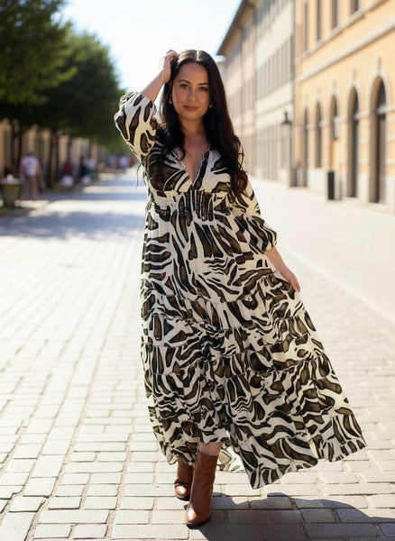 Long Sleeve Bohemian Maxi dress (ivory)