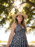 Halter Maxi Silk Dress (navy)