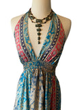 Halter Maxi Silk Dress (blue)
