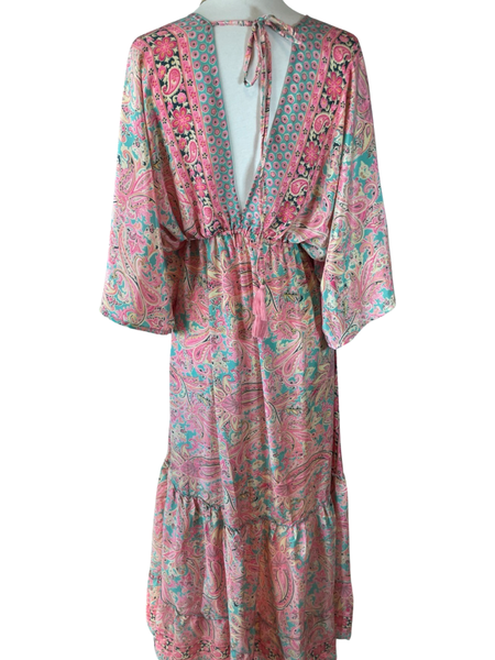 Double V-Neck Boho Maxi dress (pastel)