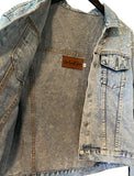 Pearl studded denim jacket with desert night patch