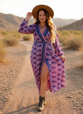 Silk adjustable wrap dress (pink n blue )