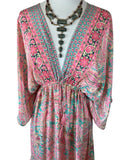 Double V-Neck Boho Maxi dress (pastel)