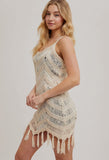 Fringe Crochet mini dress cover up