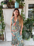 Halter Maxi Silk Dress (multi color )