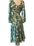 Long Sleeve Bohemian Maxi dress (ivory n blue)