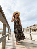 Halter Maxi Silk Dress (black n red)