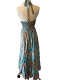 Halter Maxi Silk Dress (blue)