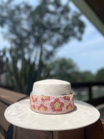 Hand beaded Flower belt or hat band