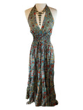 Halter Maxi Silk Dress (light blue)