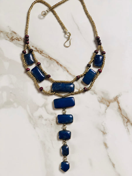 Lapis Tier Drop Vintage Necklace