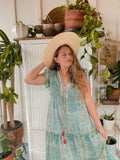 Tiered Bohemian Maxi Dress (Pastels )