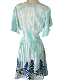 Tie dye embroidered blue bonnet dress