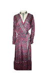 Silk adjustable wrap dress (Burgundy)